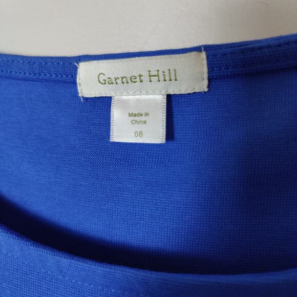 Garnet Hill Women's Sz 8 Ponte Knit Royal Blue Long Sleeve Sheath Dress Career - Picture 2 of 8